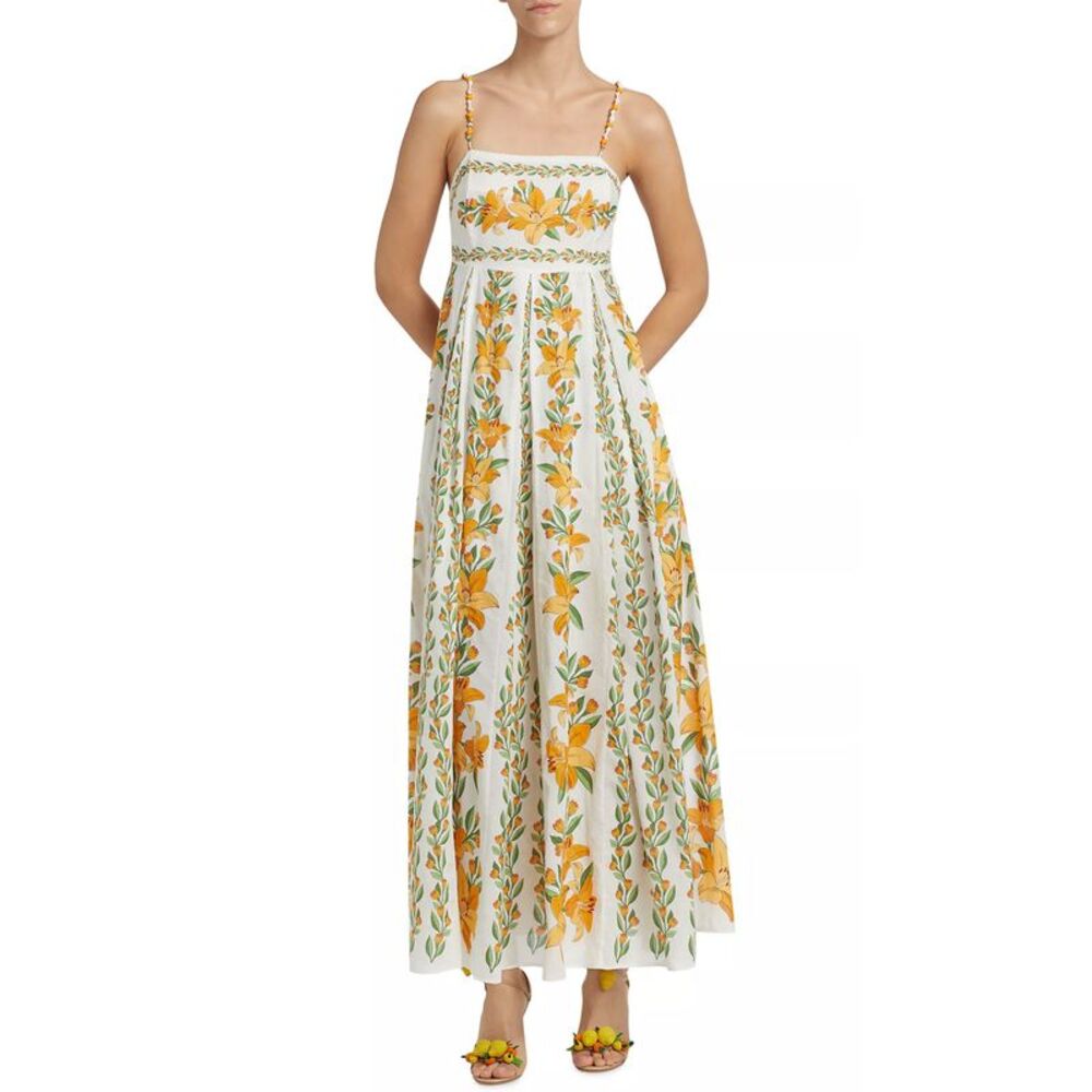 Farm Rio Womens Tropical Lightness Maxi Dress Small Off White - NWT $248 - Picture 4 of 7
